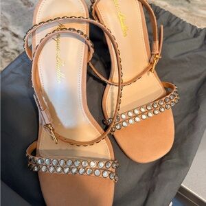 Monique Ihuillier Suede Embellished Heels Size 38 (NWOB)